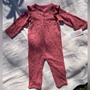 NWT baby girl carter’s clay red Valentine’s Day waffle-knit onesie 12 m